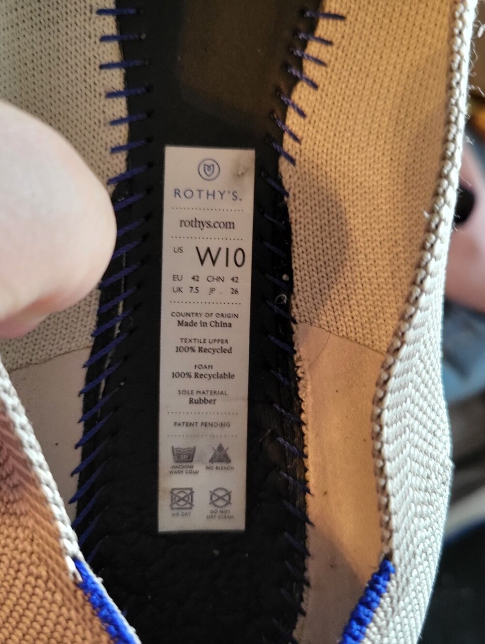 Rothy’s The Point Shoe Women Size 10 Light Gray Removable Insoles Washable - Picture 6 of 6